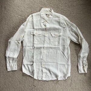 White Linen JCrew button down shirt